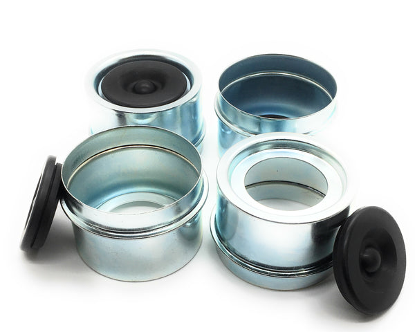 REPLACEMENTKITS.COM 4pc Trailer Axle Metal Grease Caps with Plugs Fits 1.986 I.D. EZ-Lube Axle