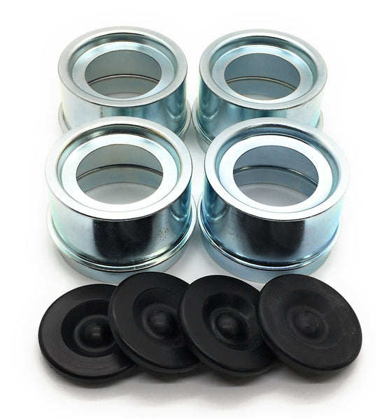 REPLACEMENTKITS.COM 4pc Trailer Axle Metal Grease Caps with Plugs Fits 1.986 I.D. EZ-Lube Axle