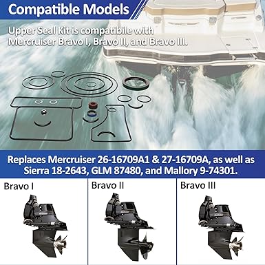 REPLACEMENTKITS.COM Marine Upper Unit Seal Kit | Compatible with MerCruiser Bravo I, II, III Sterndrives | Bravo Upper Seal Kit Includes Seals, Gaskets & O-Rings | Replaces Parts 26-16709A2 & 18-2643