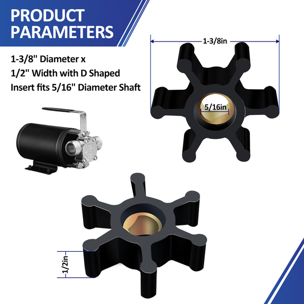 REPLACEMENTKITS.COM Impeller Replacement (3 Pack) for Utility Water Transfer Pump, Universal Impeller Fits 5/16 Diameter Shaft, Compatible With Most 1/10th And 1/12th HP AC And DC Motors