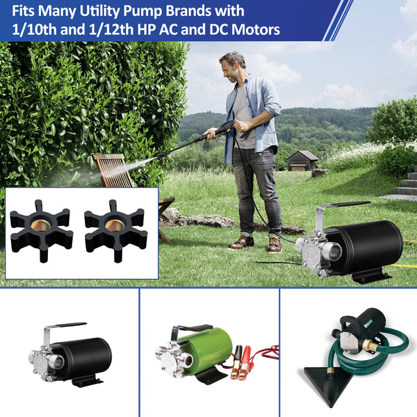 REPLACEMENTKITS.COM Impeller Replacement (3 Pack) for Utility Water Transfer Pump, Universal Impeller Fits 5/16 Diameter Shaft, Compatible With Most 1/10th And 1/12th HP AC And DC Motors